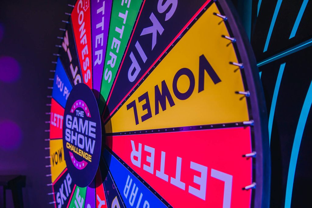 A big roulette wheel at the Game Show Challenge